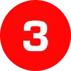 A white number 3 in a red circular background.