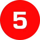 A white number 5 in a red circular background.